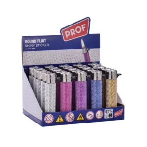 PROF Rundes Feuerzeug Shiny Glitter (25x)