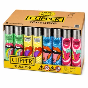 48x Clipper Psychedelic Tongues Feuerzeug