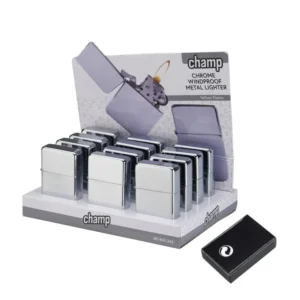 CHAMP Chrome WP Flint Lighter (12x)