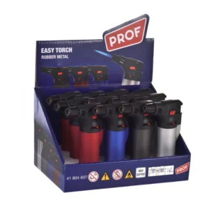 PROF Easy Torch Rubber Metall Jetflame Sturmfeuerzeug (12x)