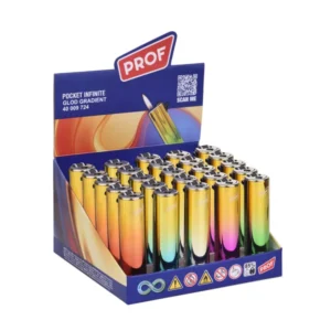 PROF Gold Gradient Metall Feuerzeug, rund, nachfüllbar (25x)