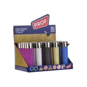 PROF Shiny Glitter Rundes Feuerzeug, nachfüllbar (25x)