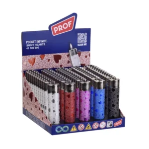 PROF Shiny Heart Rundes Feuerzeug, nachfüllbar (25x)