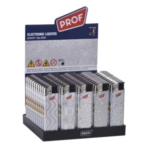 PROF Shiny Silver Elektrisches Feuerzeug (50x)