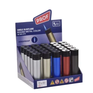 Prof Metal Spray Round Jetflame Feuerzeug (25x)