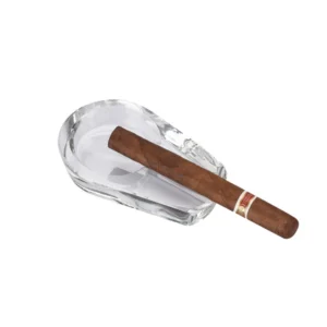 Silver Match Cigar Glass Ashtray White