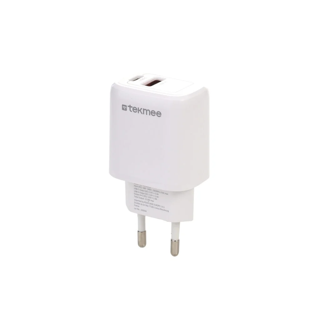 TEKMEE 12W USB & USB-C Netzladegerät (2 Ports) – Bild 2