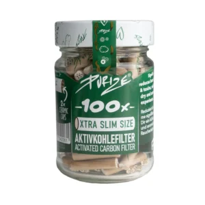 100 PURIZE XTRA Slim Size im Glas Aktivkohlefilter Organic